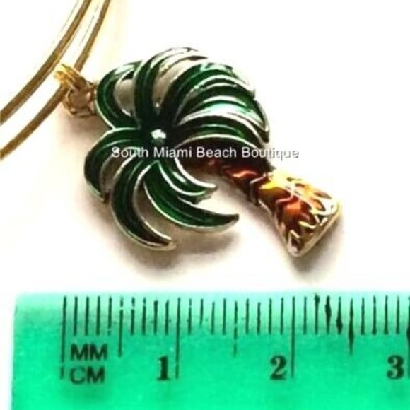 Gold Palm Tree Charm Bracelet Adjustable Coconut Island Hawaiian Wire Plated - Picture 6 of 6